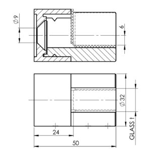 Držiak skla plochý, ľavý