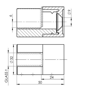 Držiak skla plochý, pravý