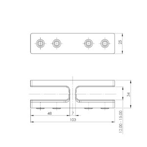 Držiak skla - sklo/sklo - 180°