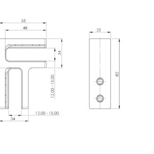 Držiak skla - sklo/sklo - 90°