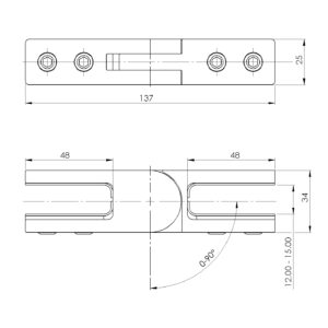 Držiak skla - sklo/sklo - nastavitelny