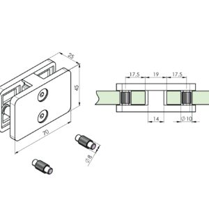 Držiak skla - spojka