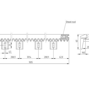 Hrebeň - odľahčený PVC+Fe,light,27x20mm, L1m,max 3
