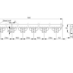 Hrebeň plastový PVC+Fe,27x20mm,L1m,max 1200kg