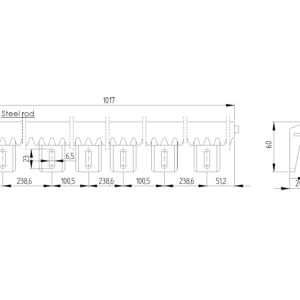 Hrebeň plastový PVC+Fe,27x20mm,L1m,max 700kg
