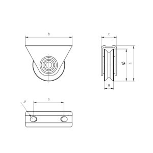 Kladka pojazdu - komplet - V, INOX, D80