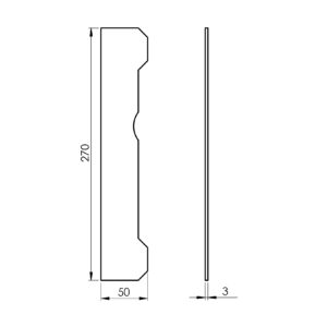 Lišta dorazová - hladká, 270x50x3mm