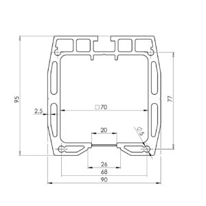Profil vodiaci spodný AL, 90x95, L6m