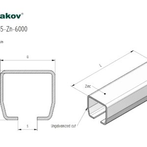 Profil vodiaci spodný, pozinkovaný Zn,