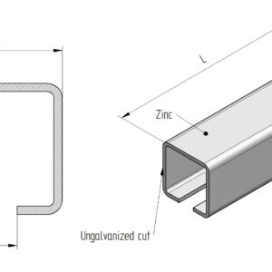 Profil vodiaci spodný Zn, 78x78x4mm, L7m