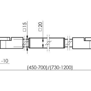 Stabilizačná tyč sklo-stena, L=730-1200 flex 20x20