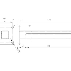 Vedenie horné JP - Inox, L310mm, 100x100mm