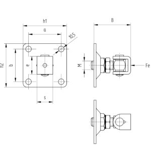 Záves nastaviteľný s kotviacou prírubou Zn, M18