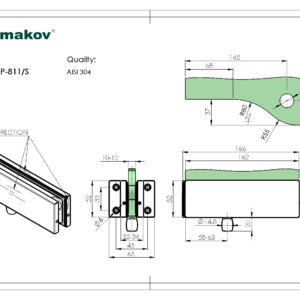Zasklenie pevné - držiak skla s tŕňom pre záves