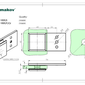 Zasklenie pevne - držiak skla, Zamak,T 8-10mm