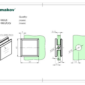 Zasklenie pevne - Zamak, 45x45x20/T 8-10 mm